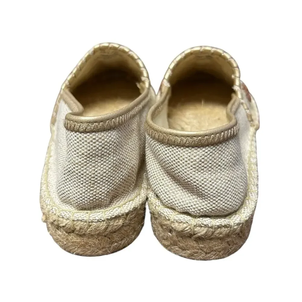 Jack Rogers Tan Canvas Gold Multi Leather Rondelles Palmer Espadrille Womens 8